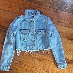 Topshop Light Blue Distressed Jean Jacket
